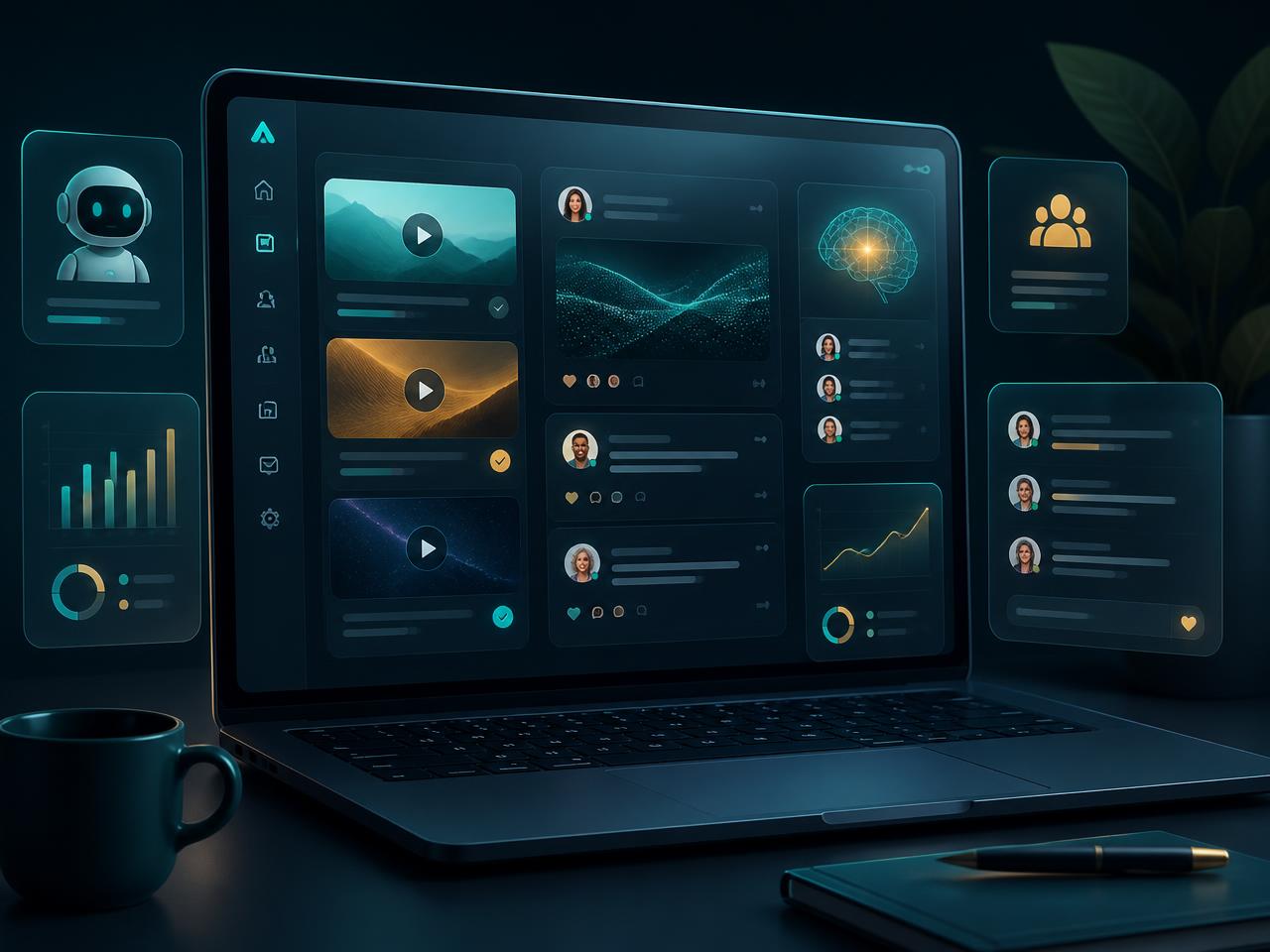 iGloo App AI community platform dashboard with courses, member feed and AI assistant panels